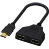 SopwMap Adattatore Splitter HDMI, HDMI Maschio a Doppia Presa HDM I Femmina, Cavo Adattatore Splitter da 1 a 2 Vie per HDTV, LED, Monitor LCD e Proiettori, Supporta Due Televisori