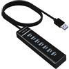Ksywydu Hub USB 3.0 con 7 Porte, Adattatore Multipla Porta per Trasferimento Dati ad Alta Velocità, Hub USB Alta Velocità Compatibile con Laptop PC MacBook PS4 Surface Pro HDD e Periferiche, 1.5 Metro