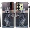 KENHONER Custodia per Xiaomi Redmi Note 14 4G, gatto e tigre | Portafoglio Pelle PU, Magnetica, Resistente Agli Urti, Scomparto Carte Credito, Pieghevole, Flip Libro, Motivo