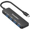 Tccmebius Hub USB 3.0, splitter USB C Ultra Slim 4 porte 5 Gbps trasferimento dati, Extender portatile USB per mouse, tastiera, unità flash, stampante, laptop, desktop, Xbox, PS5 e altro (TCC-T304C)