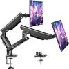 ELIVED EV6012B - Supporto per monitor da 13 a 32, 2 monitor da 2 a 9 kg, con VESA 75/100 mm, con molla a gas e braccio inclinabile, girevole, girevole, EV6012B