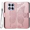 PEIYE Custodia in pelle PU goffrata per Xiaomi Redmi Note 14 Pro 5G - Design a libro con scomparti per carte e scomparto per contanti - Funzione stand - Chiusura magnetica - Oro rosa