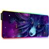DORRISO RGB Tappetino per Mouse Gaming 12 Effetti Luce 900x400mm XXL Grande LED Mouse Pad Superficie Liscio Base Gomma Antiscivolo Tappetino per Computer PC e Laptop Tappetino per Mouse Lupo Viola