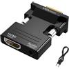 PKOUVOO Adattatore HDMI a VGA 1080P attivo (da maschio a femmina) convertitore HDMI a VGA con cavo audio da 3,5 mm compatibile con computer portatile monitor proiettore