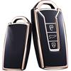 HIBEYO Custodia intelligente per chiave dell'auto, adatta per VW Touareg 2018 2019 2020 2021 2022, in silicone, per Volkswagen Touareg, custodia per chiavi Shell Jacket Protector-Gold Nero