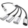 GELRHONR Cavo USB C 1 a 4 splitter, cavo adattatore di ricarica USB C OTG con presa USB C e USB A femmina Extender Hub per stampante/tastiera USB/Flash Drive/Laptop/LED 0,3M (da 1 a 4)