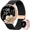 SLOKSFil Smartwatch donna con Bluetooth Chiamate, 1,39 Orologio donna rotondo SpO2/24H Cardiofrequenzimetro/Pressione Sanguigna/Sonno Contapassi 100+ Modalità Sportive per iOS Android (Oro rosa nero)