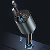 OHFAMO Caricabatteria da auto per accendisigari USB C 4 in 1 56W - Caricabatterie per auto con 2 cavi retraibili (Tipo C, Lightning), adattatore USB per accendisigari con visualizzazione tensione, rotazione