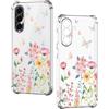 Nuxiady Cover per Samsung Galaxy A26 5G Sottile silicone TPU Trasparente Antiurto Case Fiore Disegni Antigraffio Bumper Cover per Galaxy A26, Farfalla Floreale