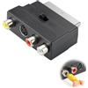 tiyiyok Scart su 3 prese RCA IN/Out + S-Video S-VHS AV Audio Video Adattatore, adatto per dispositivi DM e altre serie con connettori SCART Euro a 21 pin