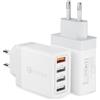 JupptElectronics 2-Pezzi Caricatore USB Alimentatore, 33W 4-Porto Ricarica Veloce Presa Caricabatterie Spinotto Multiplo USB Carica Spina Rapido Caricatore per Samsung Galaxy S23 S22 S21 S20 FE S10 A71 A34, iPhone