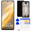 SRJTEK Schermo di Ricambio INCELL per Samsung Galaxy A52S 5G SM-A528B SM-A528N Display LCD Touch Digitizer Assembly con Cornice (Nero, Senza Funzione Impronta Digitale)