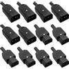 Leikurvo 6 pezzi IEC 320 C14 maschio a femmina C13, connettore di alimentazione AC 250 V, spina per dispositivi a freddo, prolunga di alimentazione del computer (colore nero)