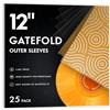 TAKMORK Gatefold Record Sleeves for 12-inch Vinyl Albums: Clear Plastic Outer Sleeves with 3 Mil Thickness for LPs Protection, 25pcs