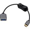 YINGAYOU Cavo OTG Type C USB 3.0 10Gbps Cavo USB C USB Femmina con Interruttore 6W 24V 3A per Computer Portatili, Tablet, Smartphone (0.5 m/1.6 ft)