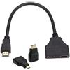 NFHK Cavo adattatore da HDMI a doppio HDMI femmina, splitter a Y, con adattatore micro mini HDMI
