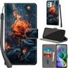PHINIENLAND Cover per Motorola Moto G54 5G / G54 Power Case PU Pelle Custodia [Kickstand] [Chiusura magnetica] [Slot per Schede], Portafoglio Flip Custodia per Moto G54 5G,Fiamma