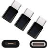 DIGITALRISE 3 adattatori da presa micro USB a USB Type-C maschio, converte USB 2.0 tipo B a USB 3.1 tipo C, colore nero
