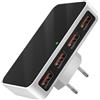 VPSUN Caricatore USB piatto da 25 W, 4 porte, adattatore di ricarica multiplo, blocco di ricarica compatto da viaggio con 4 caricabatterie rapido USB-A, spina UK/US per iPhone, Samsung, iPad, AirPods