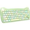 ZIYOU LANG 3060i Tastiera per Computer Carina Senza Fili, Lovely Cat Tastiera Bluetooth Sottile Retrò Silenziosa con Typewriter Round Matte Texture Keycap QWERTY per PC Laptop Mac-Colorato Verde