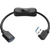 JSADZKJ Cavo di prolunga USB 3.0 a 90 gradi, USB tipo A maschio a femmina con interruttore on/off, cavo ad angolo sinistro, USB 3.0, cavo di ricarica per strisce LED, USB, ventola per laptop, TV 1 FT