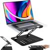 MyGadget Supporto in Metallo per PC portatile fino a 17 Pollici [ Regolabile in Altezza & Ventilato ] - Stand pieghevole per MacBook | Samsung ecc. - Grigio Scuro
