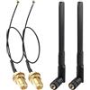 Futheda 2 Pezzi Antenna WiFi Bi-Banda 2.4GHz 5GHz 5.8GHz 8dBi MIMO RP-SMA Maschio Omnidirezionale＋Cavo da U.FL IPX MHF4 a RP-SMA femmina 15cm per Scheda di Rete Wireless Intel M.2 NGFF Router WiFi