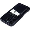 Dockem Porta Carte in Vera Pelle V2 per iPhone 16 Pro Max con Apertura per Controllo Fotocamera, Piastra Metallica Integrata, Portafoglio con 2 Slot per Carte di Credito (Nero, M2GL)