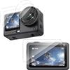 QULLOO Pellicola Protettiva per DJI Osmo Action 6, 2+2 Pezzi HD Vetro Temperato e 2 Pezzi Pellicola Fotocamera, Durezza 9H Anti-graffio Schermo Protezione
