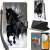 PHINIENLAND Cover per Samsung Galaxy A15 4G/5G custodia portafoglio Cavallo nero | 3 scomparti carte, 1 tasca banconote, Chiusura magnetica, Supporto, Pelle PU flip cover per Samsung A15