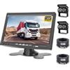 NHOPEEW Telecamera Retromarcia per Auto - Monitor auto LCD da 7 pollici con supporto per telecamera di backup IP67 impermeabile 18IR visione notturna- 2 telecamere di backup + 2 cavi per Camper/autobus 12-24V