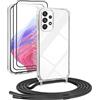 DiDaDi [5 in 1 Cover per Samsung Galaxy A53 con Cordino, Silicone Custodia con Laccio Collana Tracolla, Antiurto Ultra-Sottile Protettiva Cellulare Case per Samsung Galaxy A53, Nero