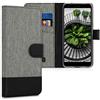 kwmobile Custodia Compatibile con Google Pixel 3a Cover Portafoglio - Case Chiusura Magnetica Portacarte Tessuto Similpelle grigio/nero