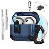 LEWOTE Custodia compatibile con AirPods di 4 generazione, con kit di pulizia e portachiavi apribirra, con funzione di supporto per telefono, interruttore automatico a scatto sicuro per la custodia di