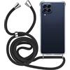 MyGadget Cover per Samsung Galaxy M53 5G - Custodia con Corda - Case con Cordino Trasparente Antiurto | Bumper con Laccio | Tracolla - Practical Stylish - Nero