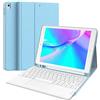 Earto Custodia per iPad 9 generazione con tastiera, tastiera iPad 10.2 8ª generazione con touchpad, 2 canali BT, tastiera QWERTZ rimovibile senza fili per iPad 9/8/7a Gen, iPad Pro 10.5, blu