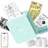Nelko PM230 Bluetooth Mini Stampante Portatile, Stampante Etichette Adesive con 3 Rotoli di Carta, Stampante Fotografica Compatibile con iOS e Android per Fotografica Note Elenco Memo, Verde