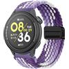 GIOPUEY Cinturini Magnetica Compatibile con COROS Pace 3, Cinturino in Morbido Nylon Intrecciato [Unisex] [Traspirante] - Purple/White