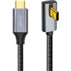 NFHK - Cavo dati USB-C tipo C USB 3.1 angolato a 90 gradi a basso profilo, maschio a maschio, 10 Gbps, 100 W, lunghezza 200 cm, ideale per computer portatile e telefono