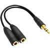 VASANA Sdoppiatore per cuffie da 3,5 mm, adattatore jack per cuffie femmina, splitter maschio a 2 porte audio stereo, splitter a Y per telefono, PS4, tablet, laptop, MP3