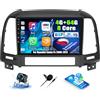 OiLiehu 4G+64G 8 core Qualcomm Snapdragon Android 15 per Hyundai Santa Fe 2006-2012 CarPlay Android Auto Autoradio 2 Din con Schermo 9 Bluetooth GPS FM/RDS WiFi SWC DSP/EQ Telecamera Posteriore