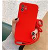 Emlivi - Custodia in silicone per iPhone 11 Pro, morbida tracolla, cover in TPU con elegante cordino, rosso