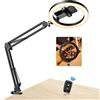 Evershop Luce ad anello con treppiede per cellulare Overhead,10,2 ad anello con telecomando, lampada ad anello flessibile, per lo streaming, tavolo portatile, luce 3 colori di luce + 10 luminosità