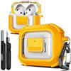 R-fun Custodia protettiva R-fun per AirPods 4a generazione, chiusura magnetica automatica, con kit di pulizia, adatta per custodia protettiva Airpods 4 (2024) -Giallo