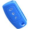 Happyit Silicone Auto Chiave Copertura Remota Caso per Ford Fiesta Focus 2 Ecosport Kuga Escape MK2 3 Pulsanti Chiave Flip (Blu)