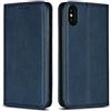 Copmob Cover iPhone X/XS,Flip Portafoglio Custodia in Pelle,[4 Slots][Supporto Stand][Chiusura Magnetica],Custodia Libro Cover Case per iPhone X/XS - Blu