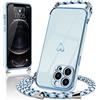 Micoden Cover Cordino per iPhone 13 Pro Collana per cellulare forma di cuore Love Design TPU Silicone Bumper Cordoncino appendere con cinturino Custodia protettiva per iPhone 13 Pro, blu
