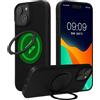 kwmobile Cover per Apple iPhone 15 Cover Magnetica - Custodia Rigida Compatibile con Magsafe - Protezione Smartphone con Anello Rotante a 360° - Nero