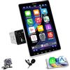 Hikity 1 Din Autoradio mit 10.1" IPS Ruotabile Touchscreen Bluetooth 5.2 Wireless Carplay Andriod Auto FM AM RDS Radio con USB AUX IN TF Card EQ SWC Autoradio Telecamera di Backup Mirror Link