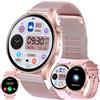 LWEARKD Smartwatch Donna, 1,43 AMOLED Smartwatch Chiamate e Risposta Bluetooth, 123 Sport Contapassi Cardiofrequenzimetro Pressione Sanguigna Monitoraggio del Sonno, Orologio Fitness per Android iOS (Rosa)